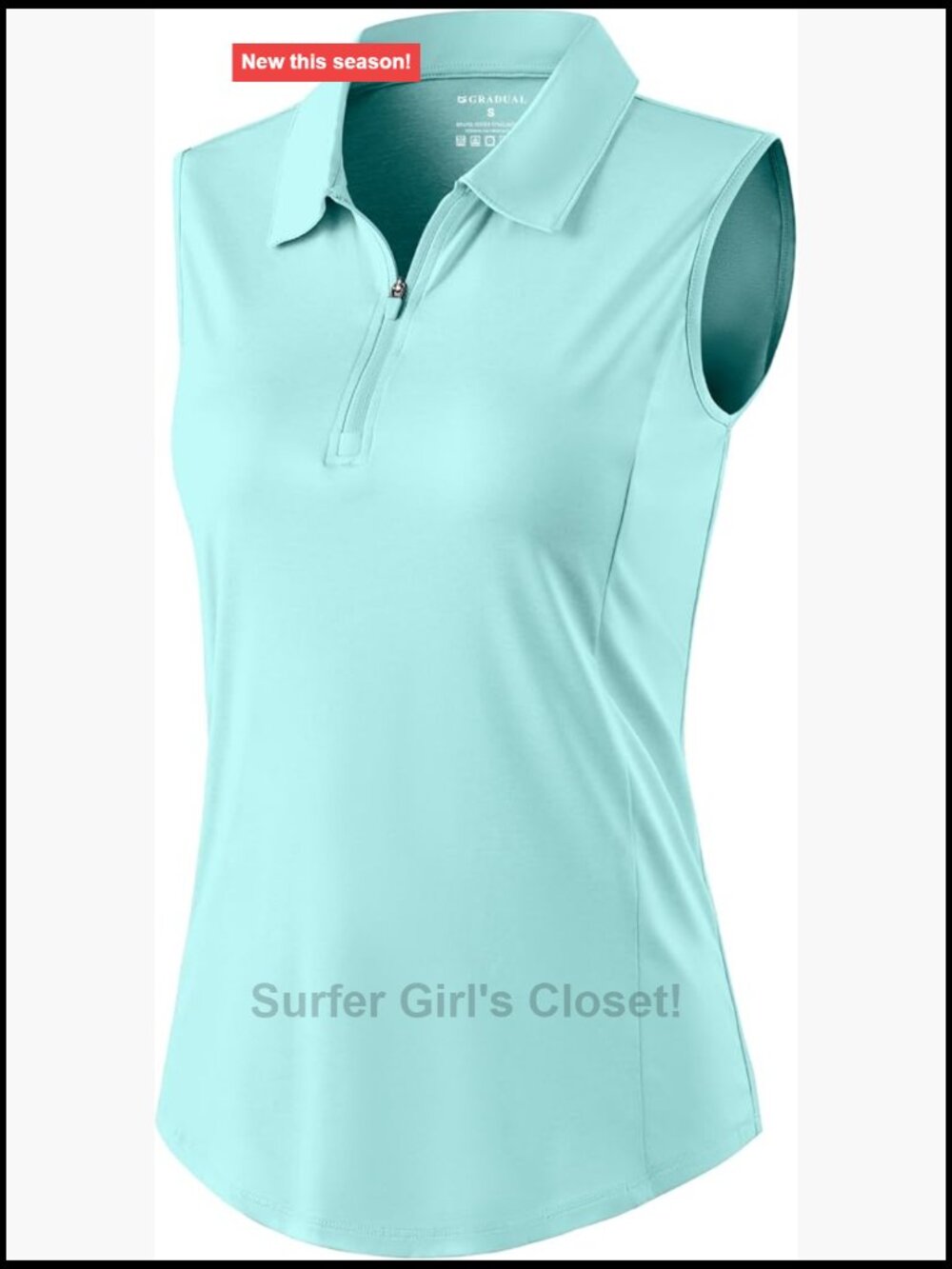 UPF 50+ Sleeveless Golf Polo Shirt for Women with Collar Zip, Lightweight